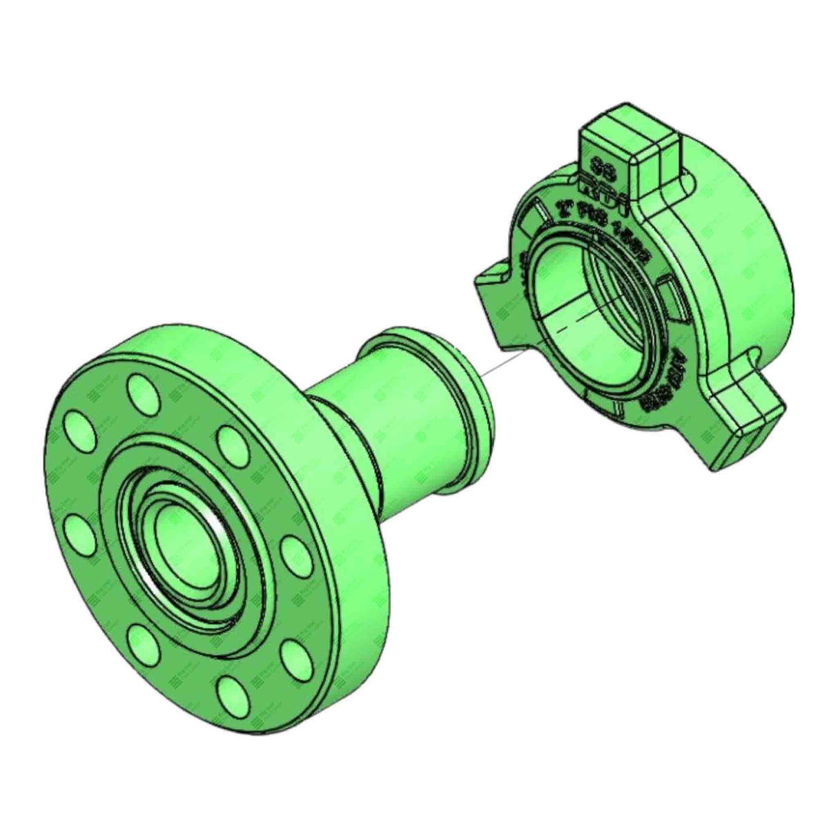 Flange Adapter, 2-1/16" 10M x 2" 1502 M, 10000 psi, Sour Service