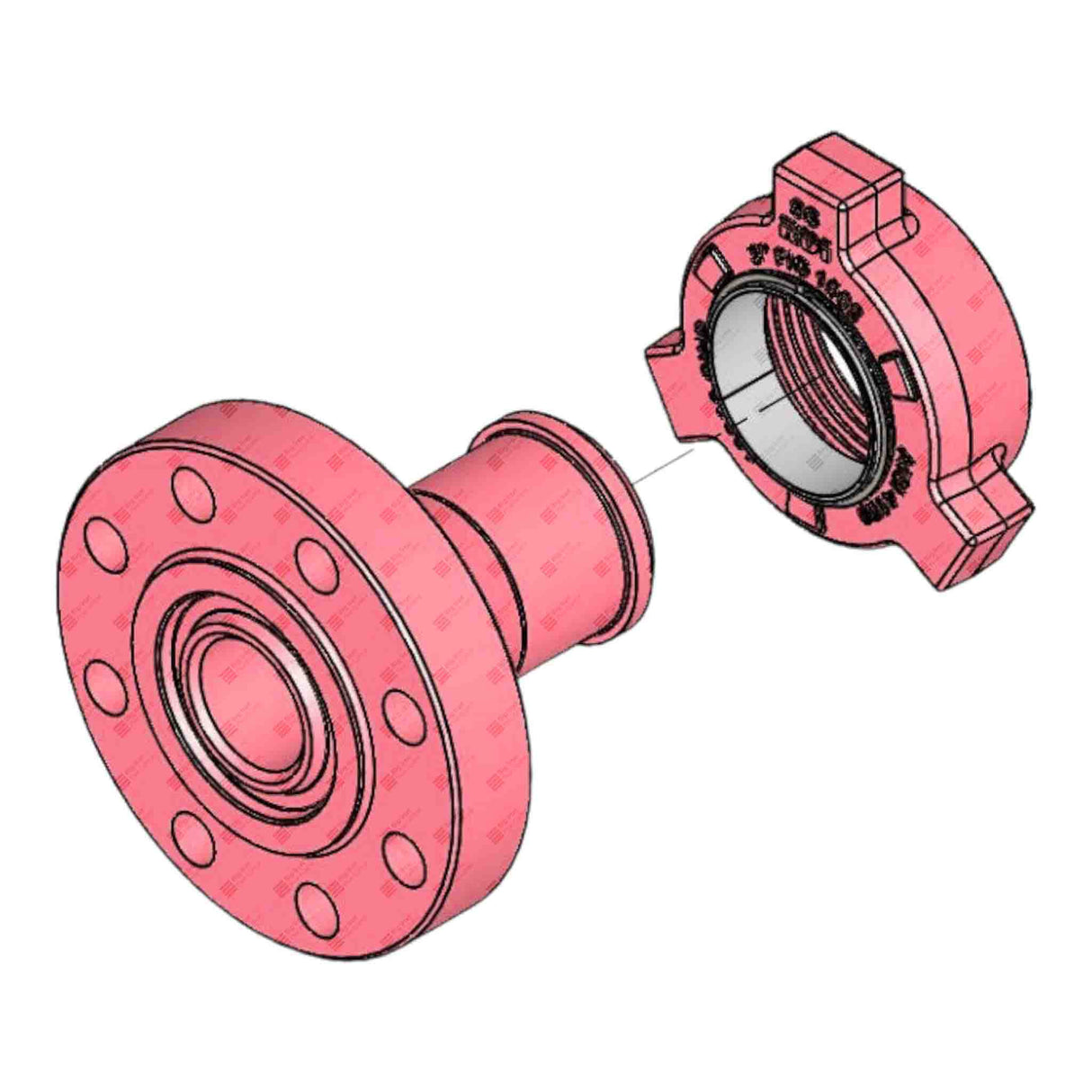 Flange Adapter, 3-1/16” 10M x 3” 1502 M, 10000 psi, STD Service